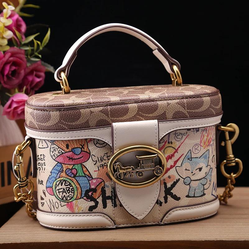 Graffiti Colorblock Ketten-Box-Tasche - 2025 Damen Umhänge- & Schultertasche, Print Mode-Stil