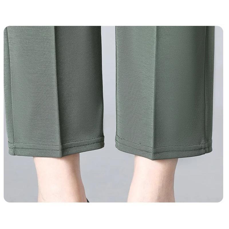 Middle Aged Women's Pants Summer Thin High Waiste Elastic Loose Straight Pants Casual Trousers