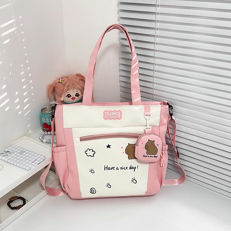 Women's Handbag Cartoon Print Book Bag Student Shoulder Bag Large Capacity Crossbody Bag