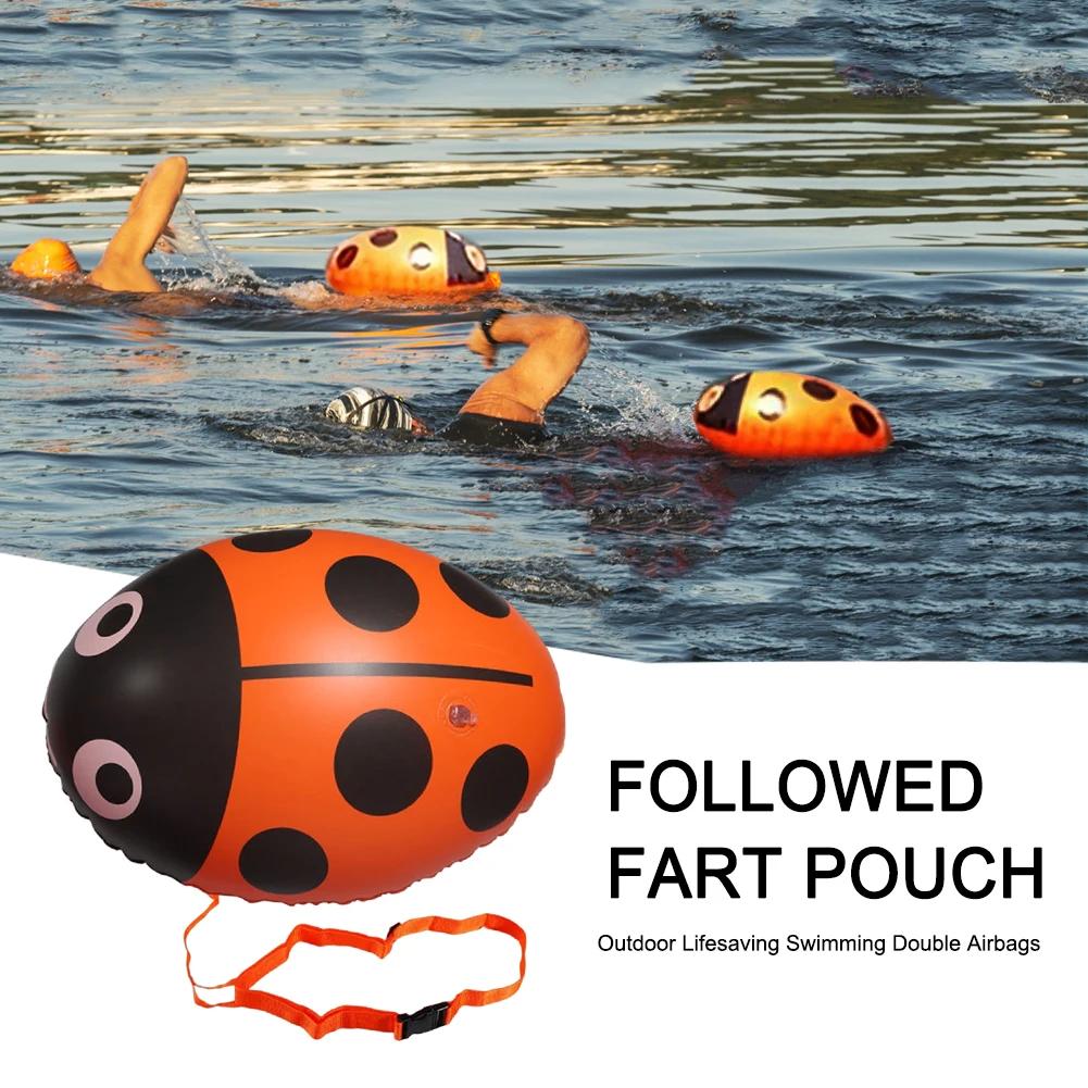 PVC Swim Air Bag Inflatable Ladybug Swimming Buoy Lifebelt Floating Multifunctional with Waist Belt Adjustable for Water Sports