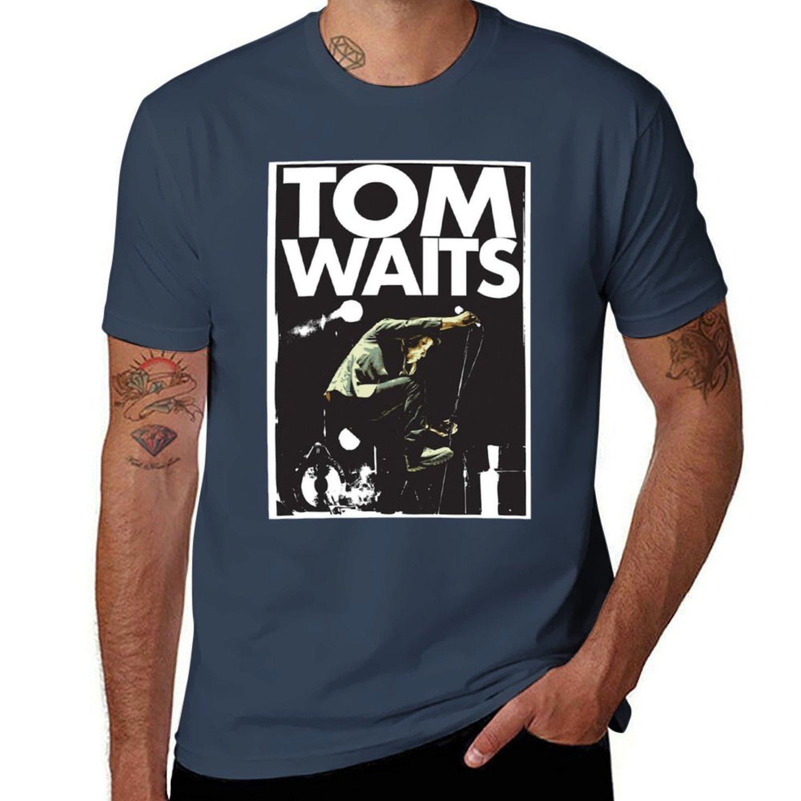 

Ретро футболка Tom Waits печатные футболки для мужчины мужская футболка дизайнерская футболка для мужчины 100% хлопок футболка S
