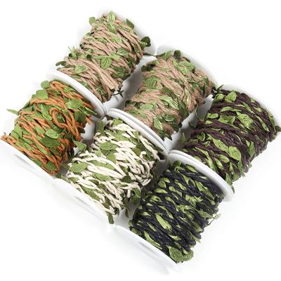5Yards/Roll Artificial Vine Leaves Braided Cords Fake Rattan Garland Hemp Rope Wax String For Home Wedding Party Decoration