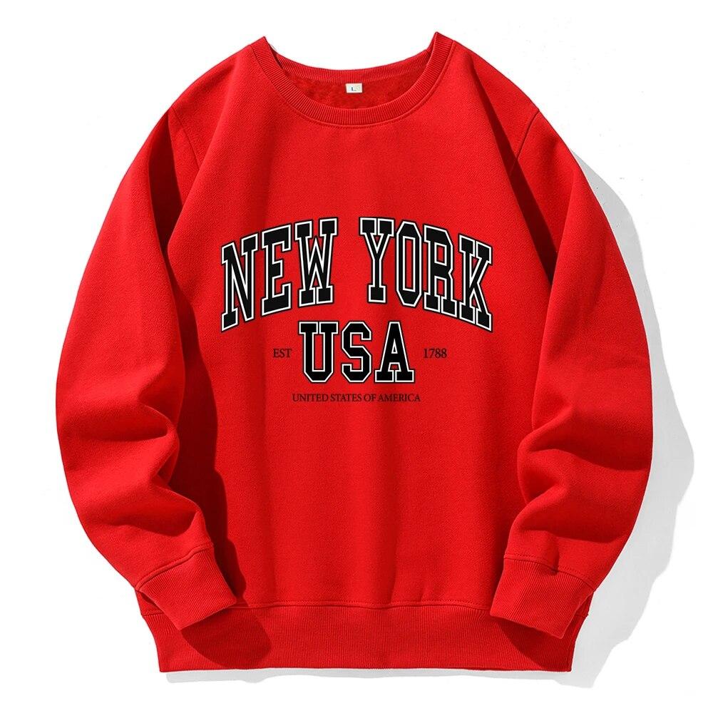 New York Usa Est 1788 Street City Letter Hoodies Unisex Fashion Novelty Hoodie Classic Trend Pullovers Loose Oversized Sweatshirt