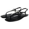 Zara Rhinestone Embellished Toe Post Flat Sandals Black Women 11606410800