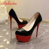 Aphixta New 5.5cm Platform Heels Sexy Pointed Toe Red Sole 16.5cm Wedding Shoes Naked Black Disco Party Heels Pumps