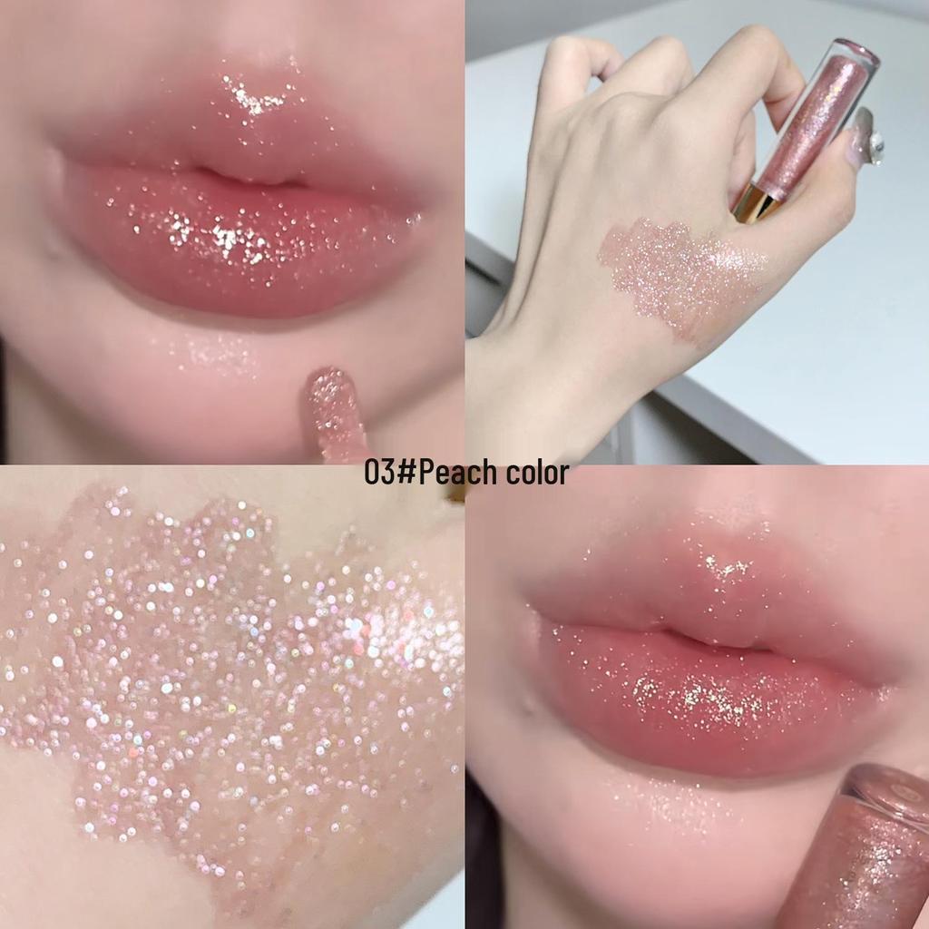 SHAQINUO Plumping Sparkle Lip Gloss: Watery Mirror Finish, Hydrating Lip Oil for Pouty, Glossy Lips.