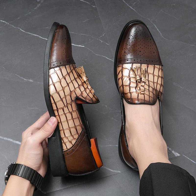 

Модные Новые 2025 Мужские Остроносые Туфли для Выпускного Вечера Смешанных Цветов с Кисточками Формальные Свадебные для Вечеринки Платье для Возвращения Домой Sapato Social Masculino 6.5