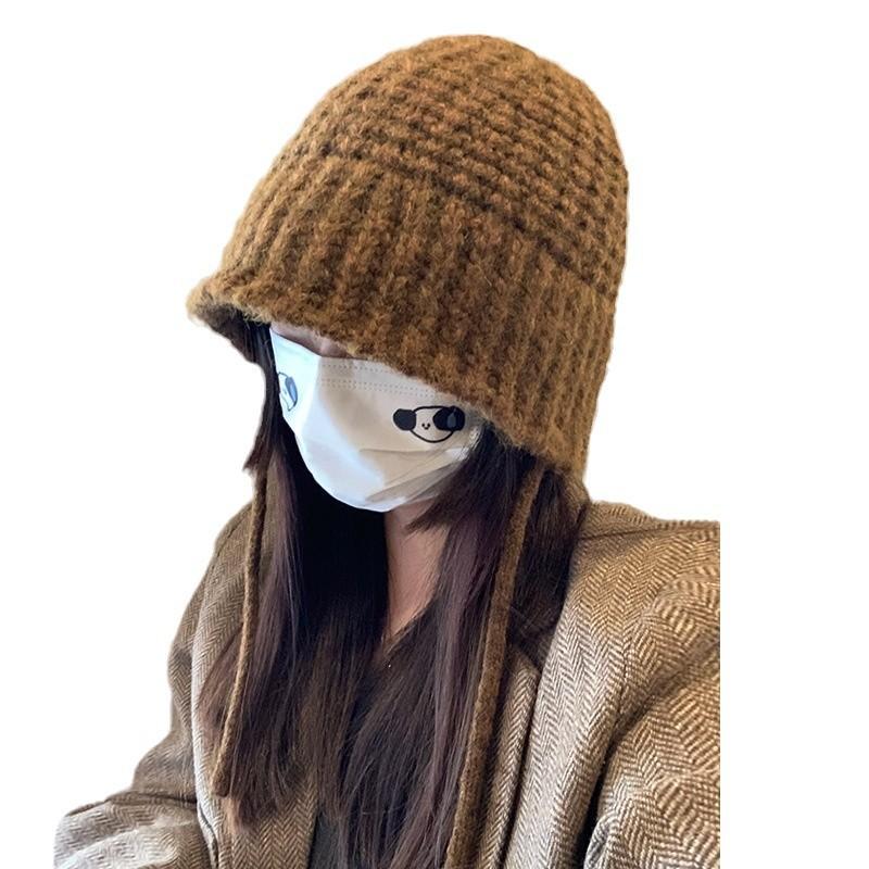 Maillard Knitted Hat Women's Autumn and Winter Large Head Circumference Korean Style Warm Woolen Hat Fisherman Hat Loose and Small Face