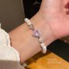 Elegant Heartshaped Artificial Pearl Bracelet With Zirconia For Women Gift Giving