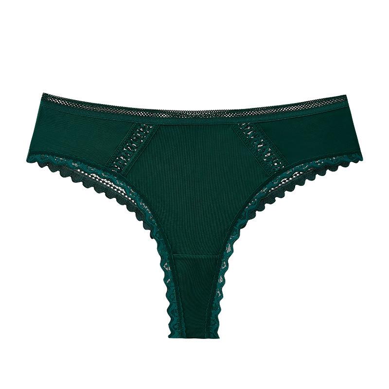 Sexy Ice Silk Peacock Lace Briefs Thong Women's No Trace One Piece Sports Knickers Fitness Comfortable Low Waist Underwear Women Panties