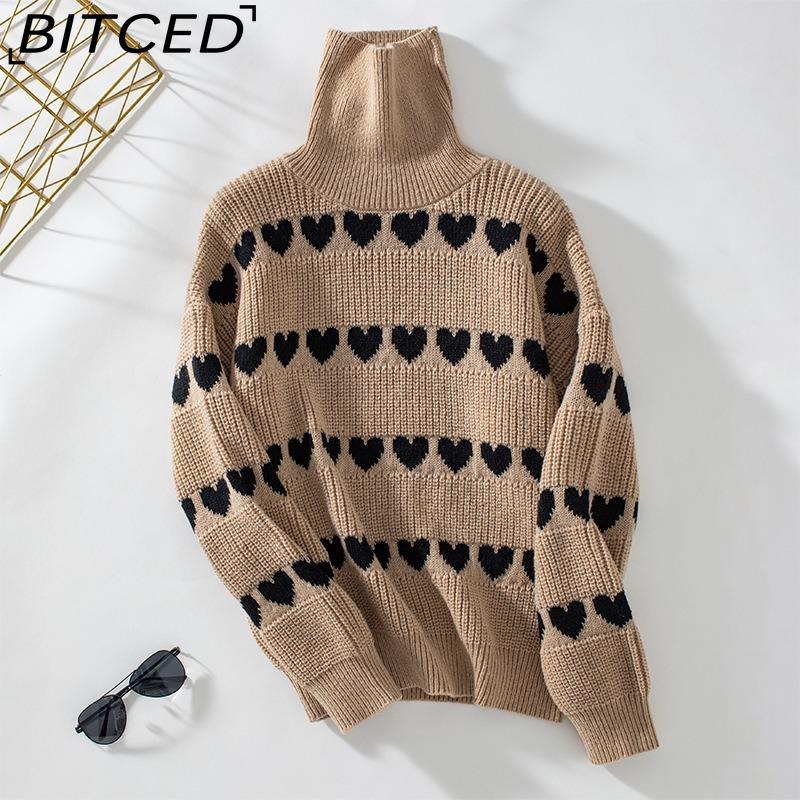 

BITCED Women s Pullover Sweater - Fall/Winter Casual Fashion Long-Sleeve Knit Top XL хаки