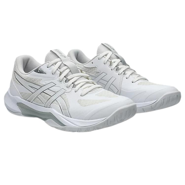 ASICS GEL-TACTIC 13 White Pure Silver Performance Womens Trainers 1072A118-100