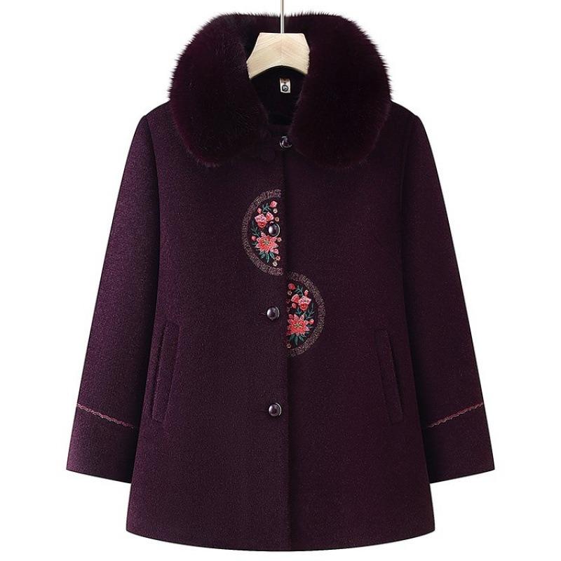 Grandma winter clothes fleece coat middle old man mother autumn and winter woolen coat old lady clothes thickened