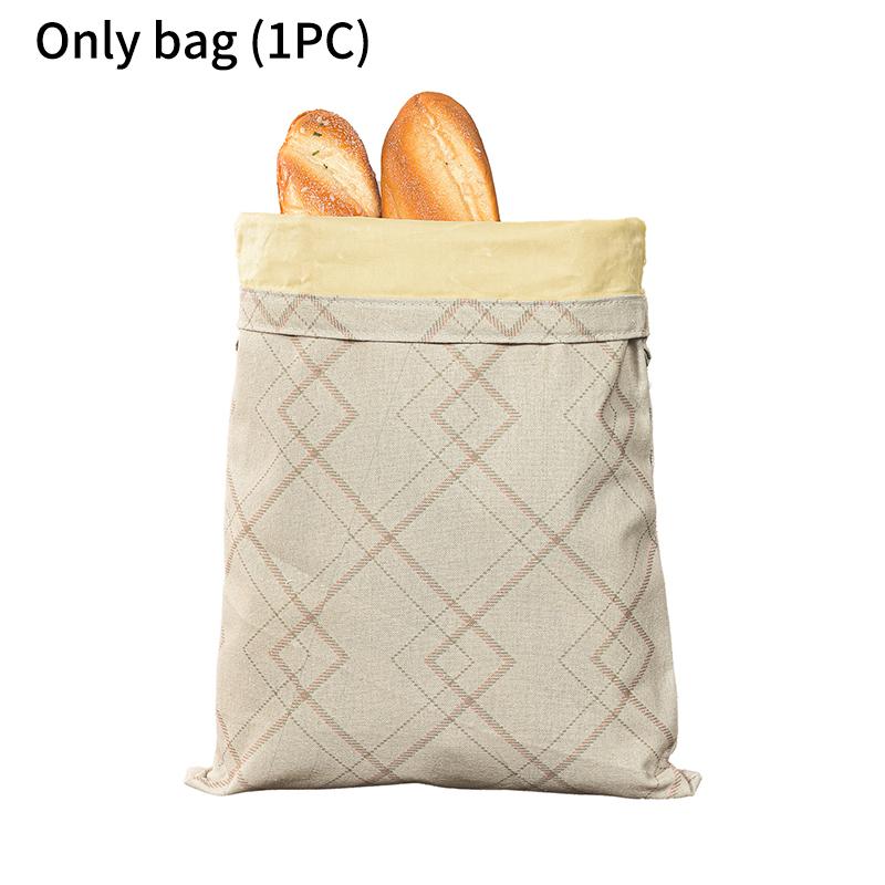 L Zipper Linen Cotton Beeswax Bread Bag Double-Layer with Buckle Reusable Food Storage for Bakery Eco-Friendly Sandwich Wrap