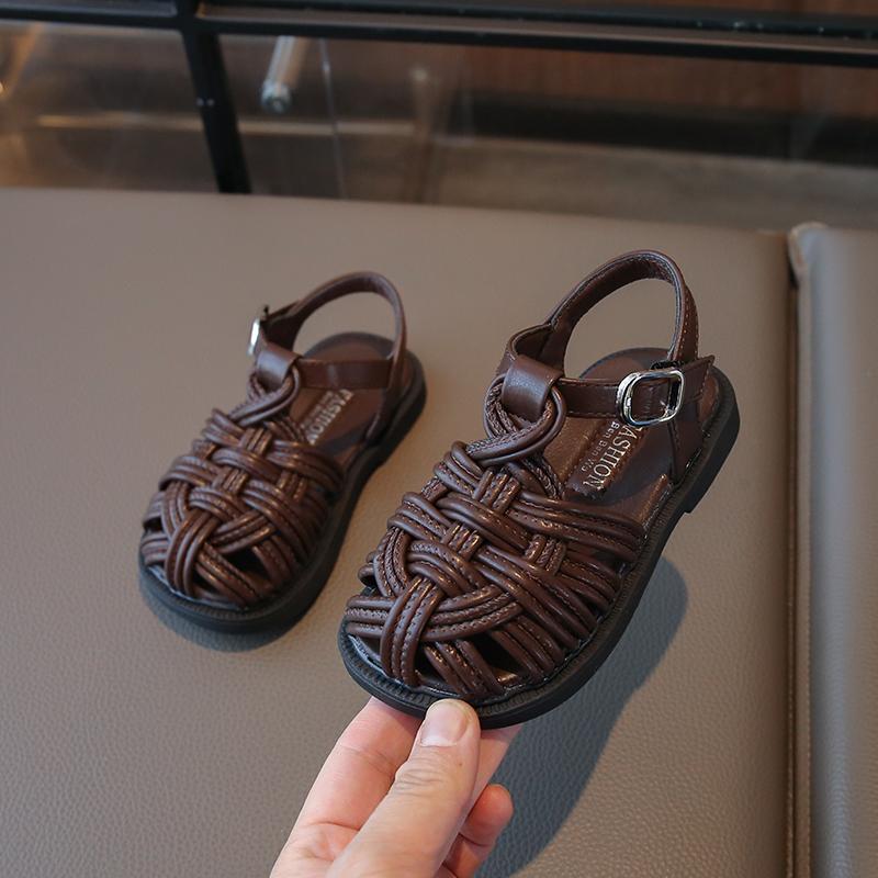 New Sandals Summer Children's Woven Casual Baby Shoes Girls Beach Shoes Slipper Size 22-31