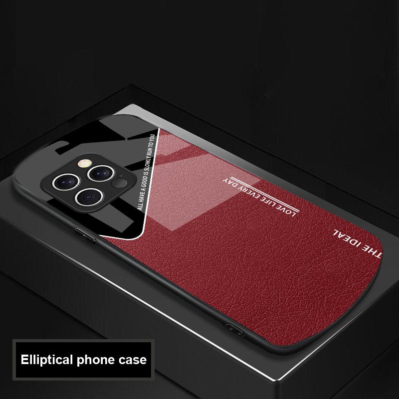 Leder-Gitterelement für iPhone 16 Pro Max 15 Pro 14 13 12 Mini 11 XS Max XR 7 8 Plus SE 2022 Elliptische Glas-Handyhülle