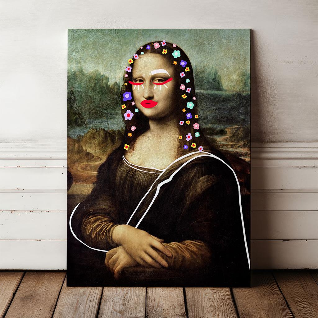 Canvas Painting Mona Lisa In Flowers
