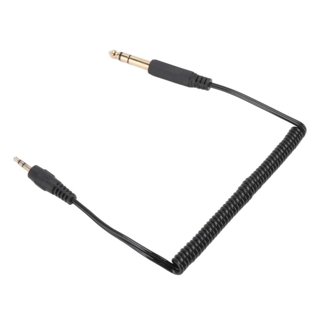 6.35mm to 3.5mm Coiled Cable Gold Plated Retractable Plug and Play Portable Sound Adapter Cable for
