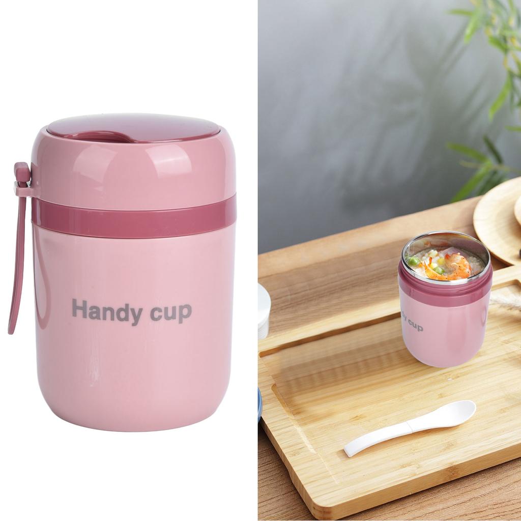 Insulated Soup Containers 500ml Double Anti Scald Heatable Insulated Food Container with Foldable Spoon for School