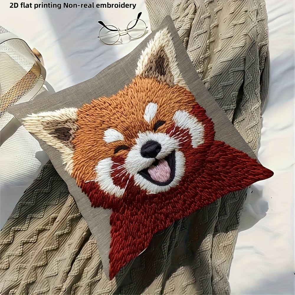 2D flat- Cute Happy Red Panda Throw Pillow Cover 2D Flat Print Decorative Cushion Case for Sofa Bedroom Living Room