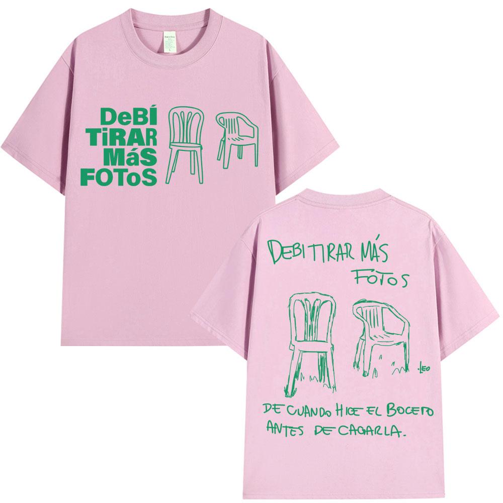 DTMF Fotos Print T-Shirt Bad Bunny Women Album Short Sleeve Oversized Cotton Casual Tees Streetwear