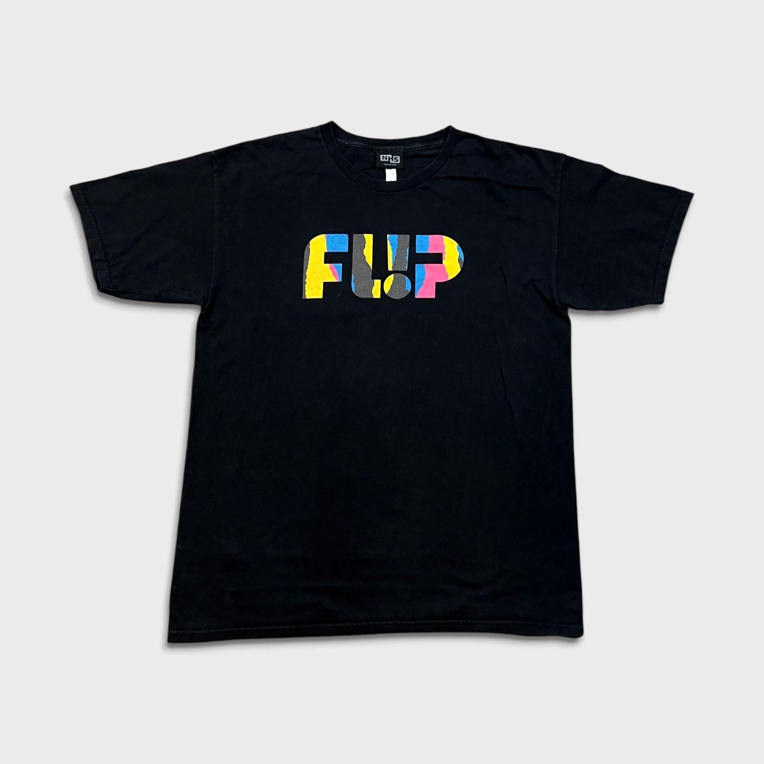 

Vintage Y2K Flip Skateboard T Shirt Men Large Black NHS Graphic Short Sleeve Tee S