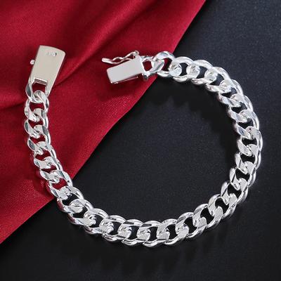 10mm Men Bracelet 925 Silver Link Chain Bracelets For Women Wholesale Fashion Jewelry Gift