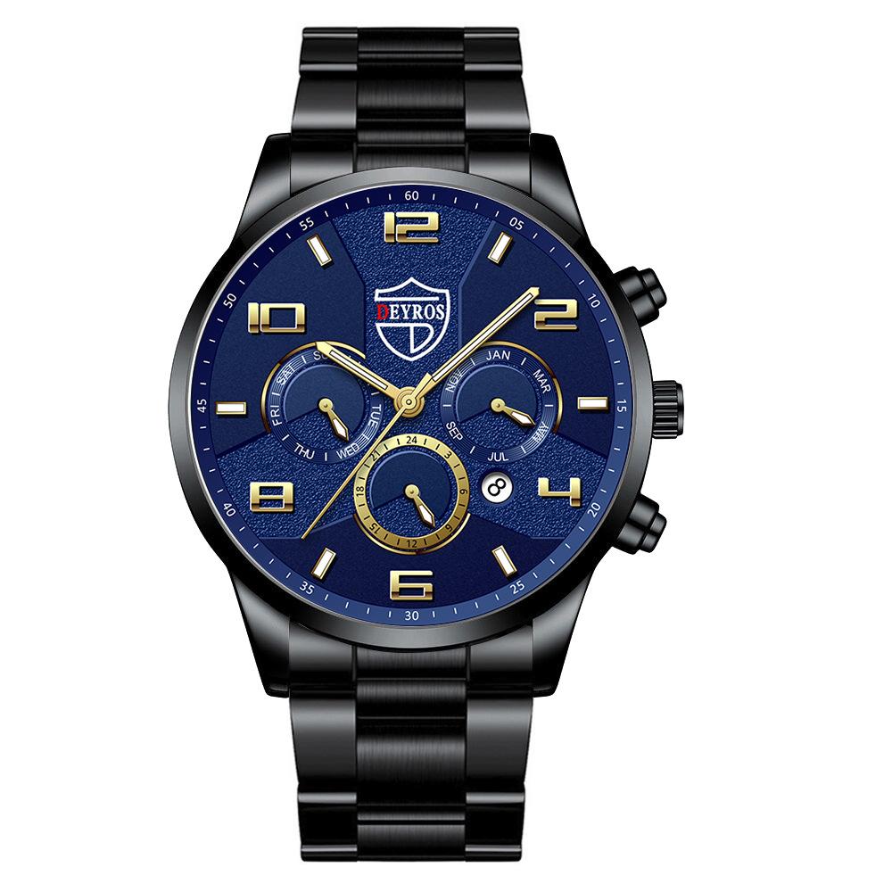 Men'S Fashion Watch Luminous Stainless Steel Men'S Business Calendar Quartz Watch