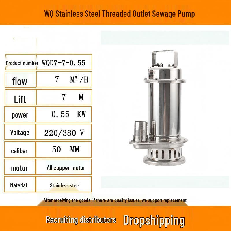 Stainless Steel 304 High Head Submersible Sewage and Chemical Water Pump (220/380V)