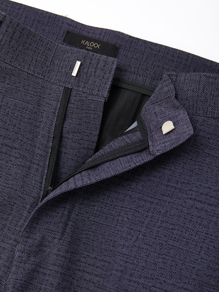 IKALOOK Office Pattern Slacks Elastic Waist Spandex Pants Cpt130