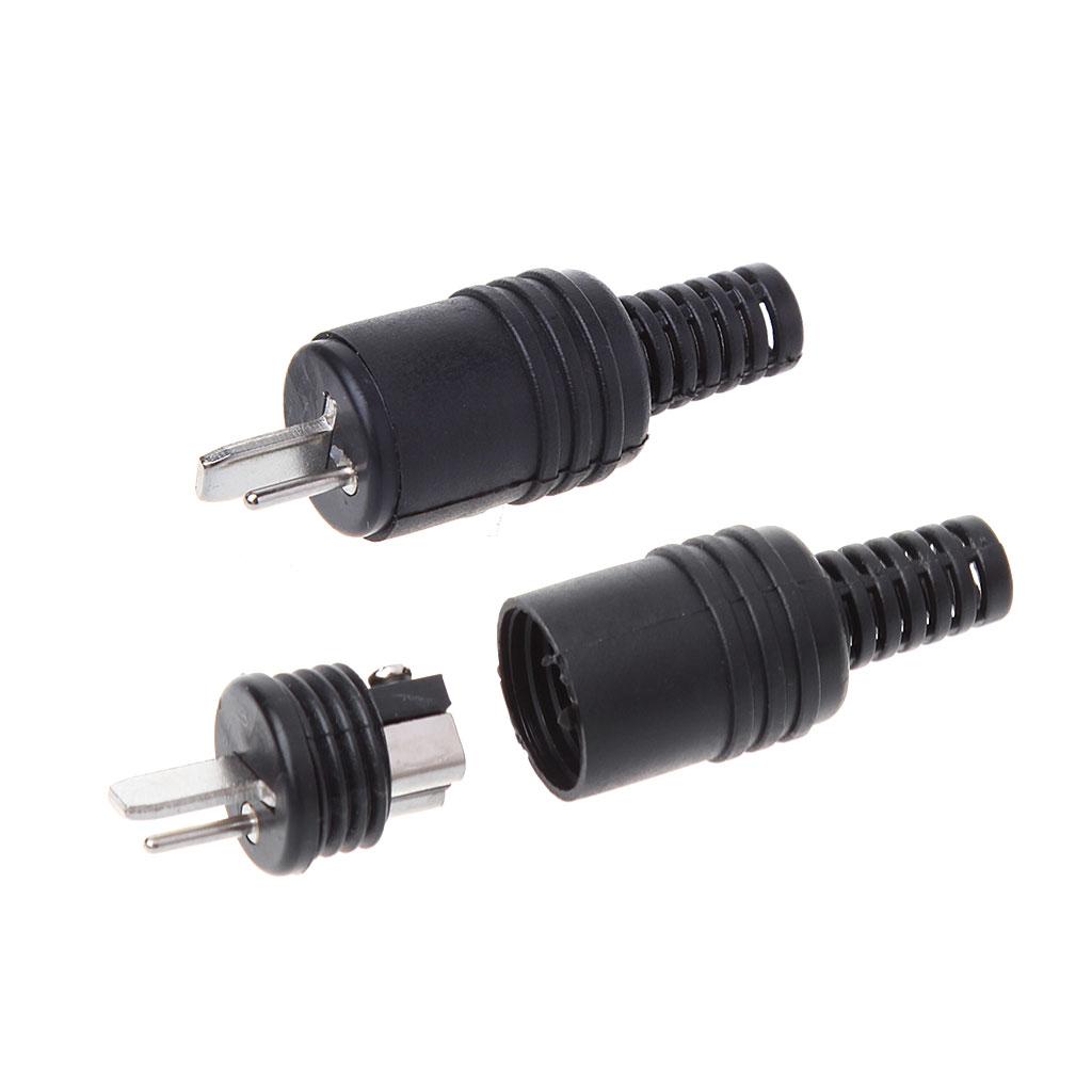10Pcs 2Pin DIN Speaker Male Plug HiFi Connector Screw Terminals Connector Power Audio Lamp Signal Plug Adapters Black