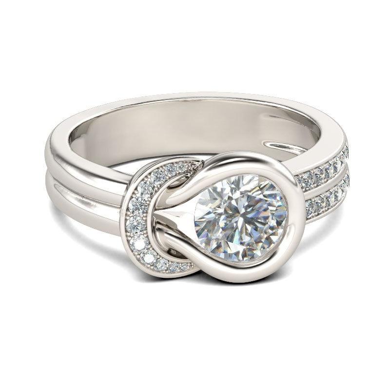 Модное кольцо с муассанитом в один карат для женщин 7