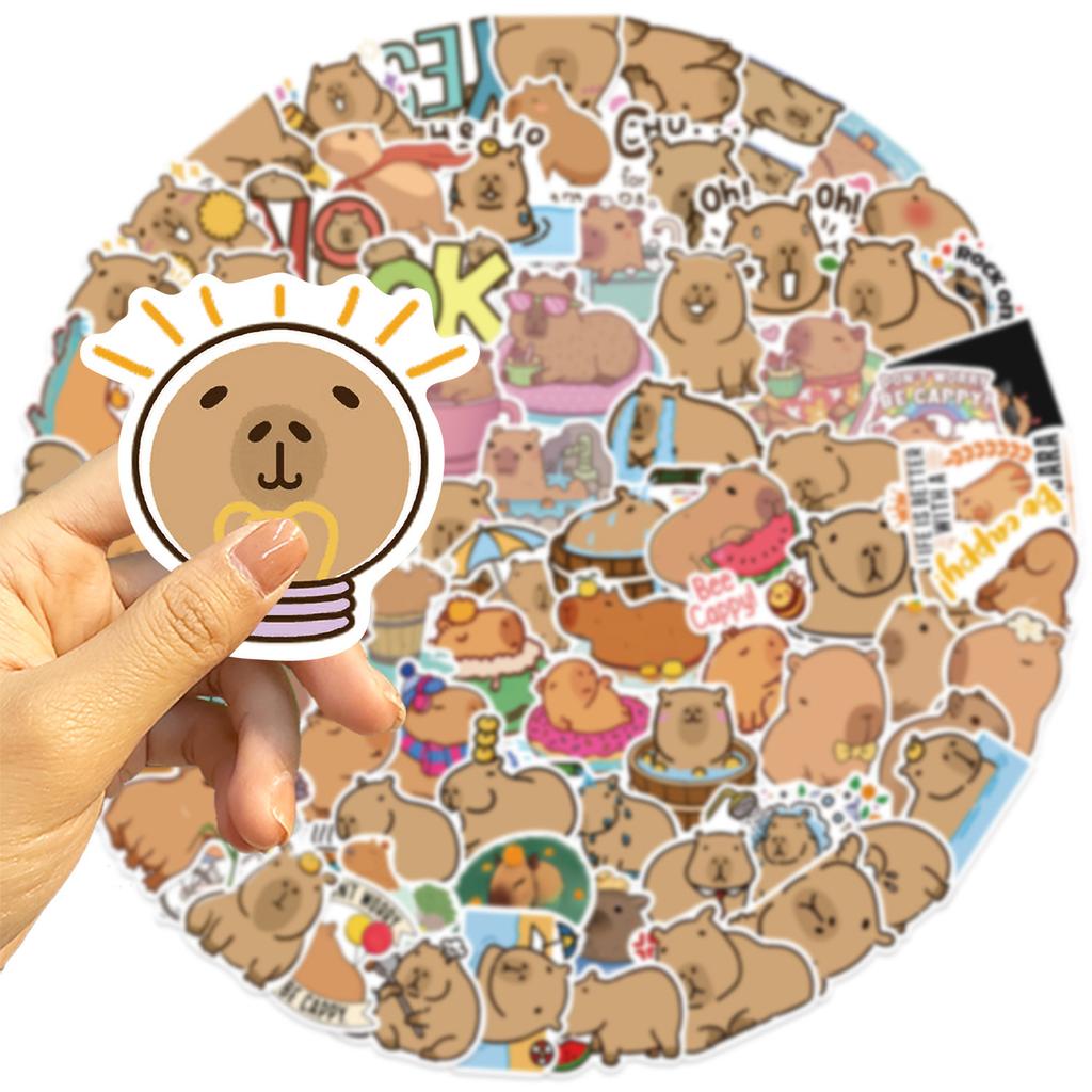 100PCS Cute Capybara Cartoon Stickers Waterproof for Phone Laptop Guitar Kids Toy Graffiti Decal