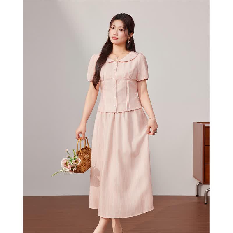 IEF Plus Size French Sweet Two-Piece Long Dress Set