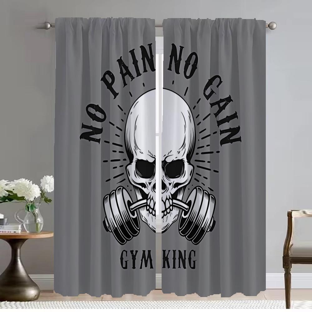 Blackout Curtains 2 Pieces Gym Tulle for Bedroom Partition Window Curtain for Room 2 Panel Halloween Decoration Shades Living