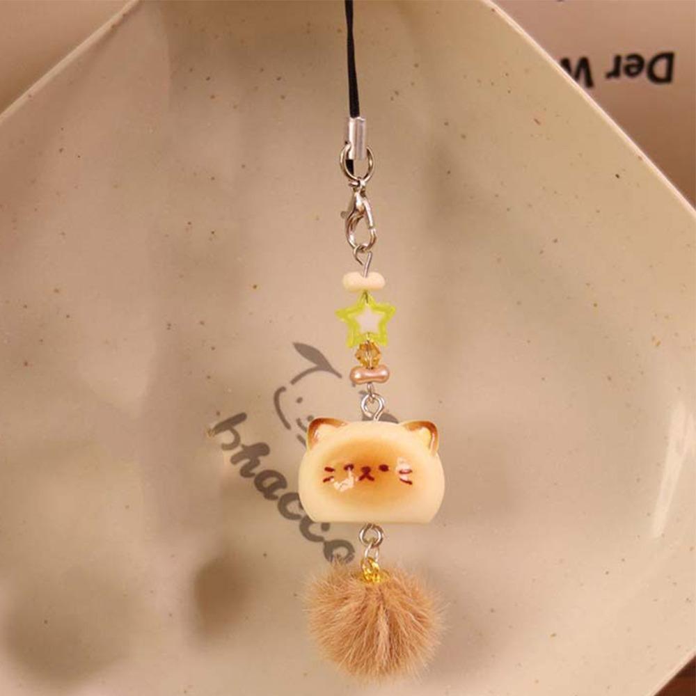 

Мультяшный котенок телефонный брелок шнурок DIY сумка декоративная подвеска кавайный милый кот брелок ремешок пара бежевый
