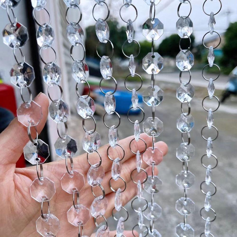 10PCS 100cm Clear Beaded Curtain Transparent Decoration Acrylic Chandelier Chain Shinning Hanging Chandelier Accessories