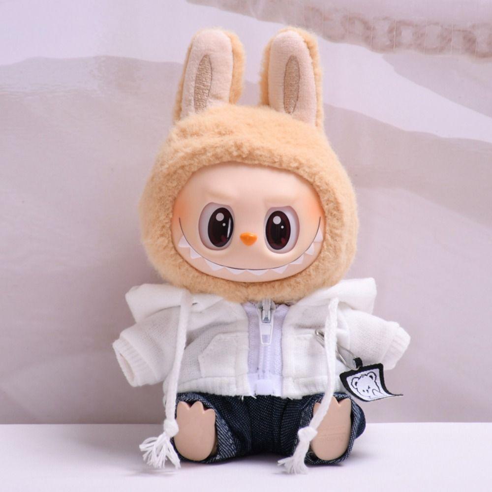 Dark Blue Jeans Sitting Labubu Doll Clothes Cute Bear Mini Cotton Doll's Clothes  Baby Pendant