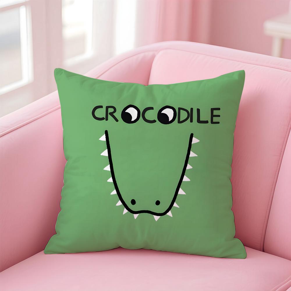 Cute Cartoon crocodiles Cushion Cover Pillowcase Short Plush Invisible zipper Room Sofa Cushion Cover