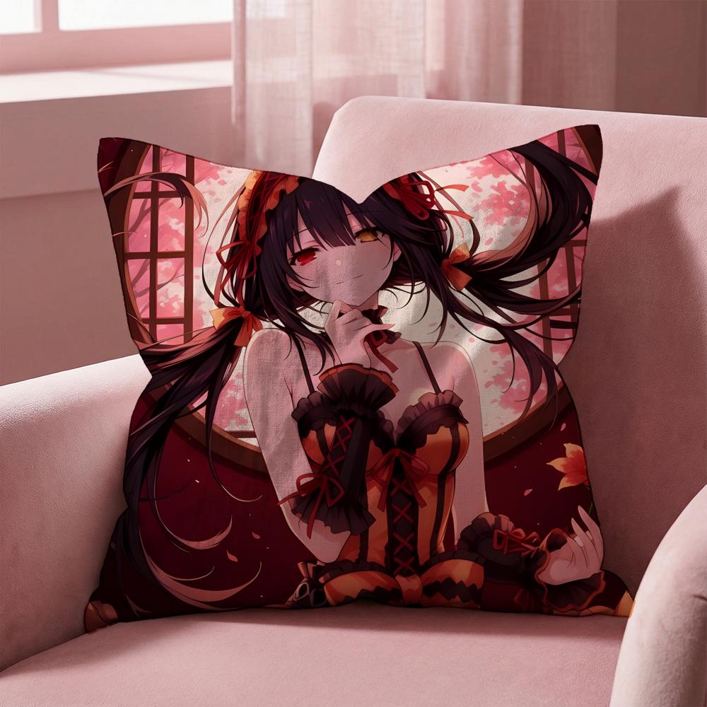 D-DATE A LIVE ANIME Cushion Cover Multi-Scene Pillow Cover for Home & Car - Reversible, Soft & Durable for Daily Use