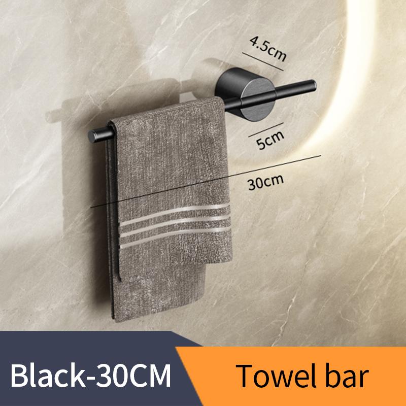 Black Towel Holder Aluminium Alloy Bathroom Towel Hanger Waterproof Towel Bar SS Gold Rack Shelf Accessories 811783
