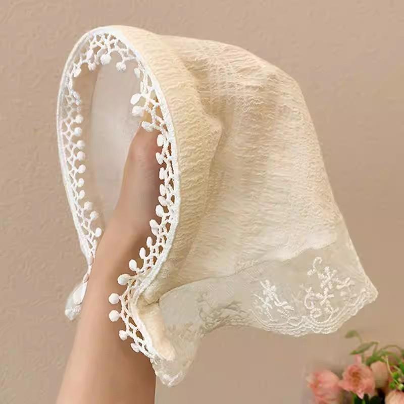 Summer Headwear Headdress French Pastoral Style Triangle Hair Scarf Women Girls Lace Flower Band Headwarp Hair Accessories