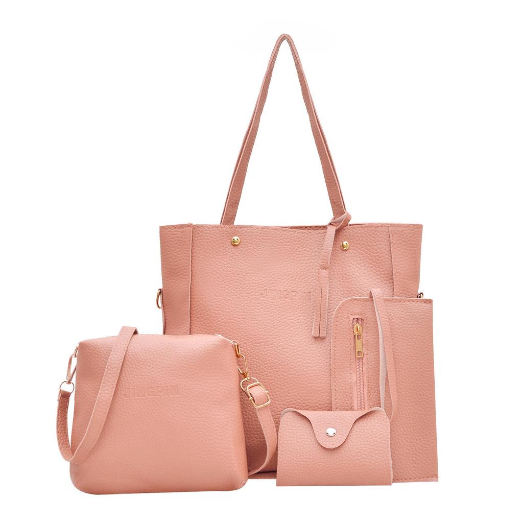 2025 Lychee Grain Four-Piece Women's Handbag Set: Chic, Versatile, and Spacious for European and American Styles