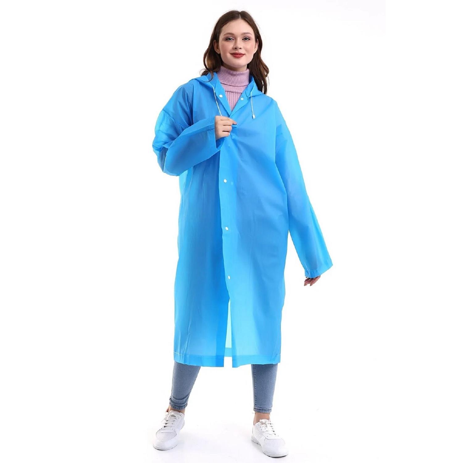 

Жіночий чоловічий плащ з капюшоном і кнопками Eva Raincoat Синій плащ L синій