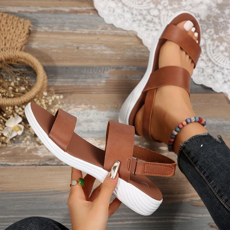 Pluss-størrelse flate sandaler dame casual fiskemunnsandaler