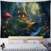 Psychedelic Mushroom Tapestry Fantasy Starry Forest Landscape Art Wall Hanging Mandala Boho Room Decor Yoga Mat Sheet