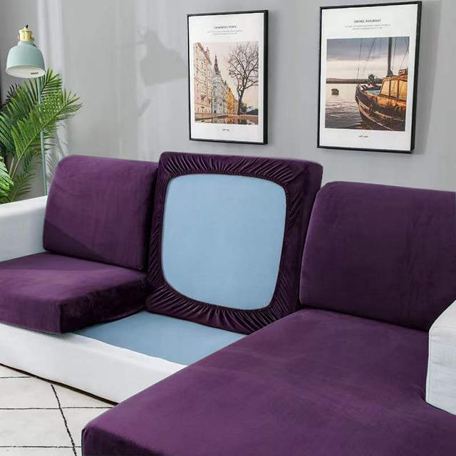 Velvet Stretch Sofa Slipcovers Spandex Non Slip Soft Couch Cover Washable Furniture Protector With Elastic