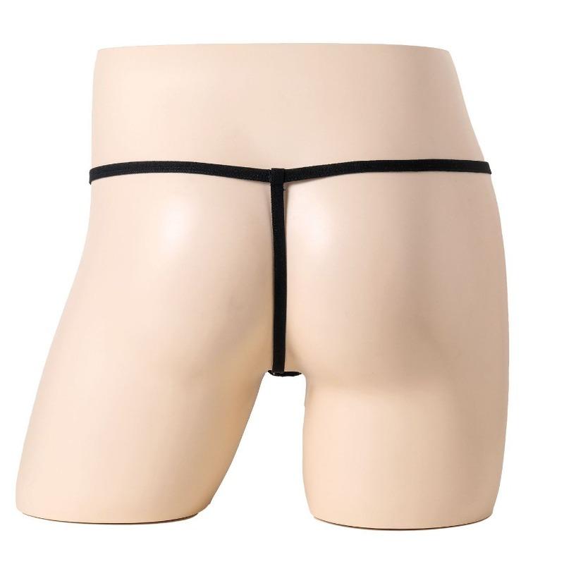 Bow Hollow Front Lace Sissy Pouch Panties Men See Through Lingerie Low Rise T-Back Thong G-String Gay Crossdressing Bikini Brief