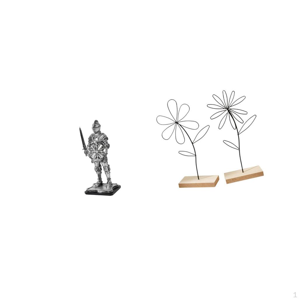 Vintage Knight Flower Sculpture Creative Tabletop Ornament Iron Statue Minimalist Metal Wire Figure