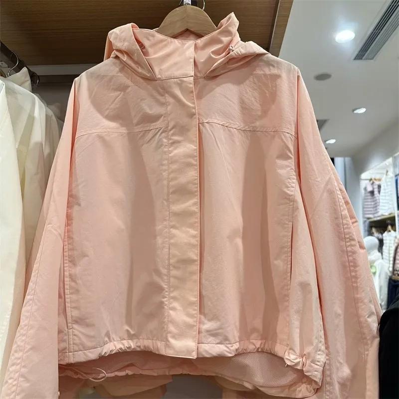 

Жіноча вітрозахисна куртка з коміром-стійкою, повсякденна куртка для вулиці з капюшоном, тонка куртка S